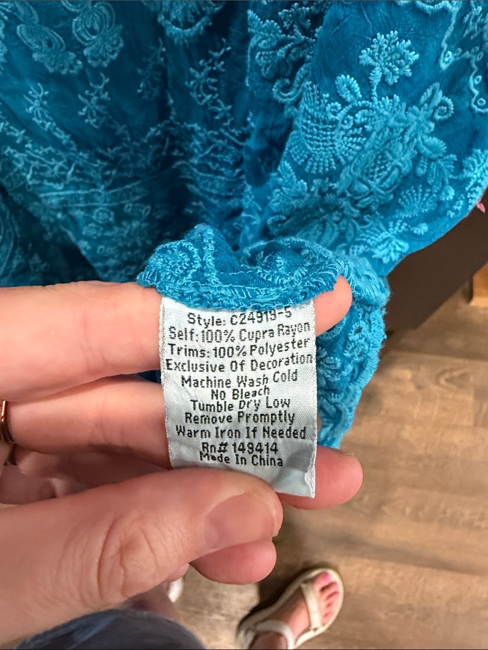 Johnny Was Bright Turquoise Embroidered Tunic - Picture 3 of 5
